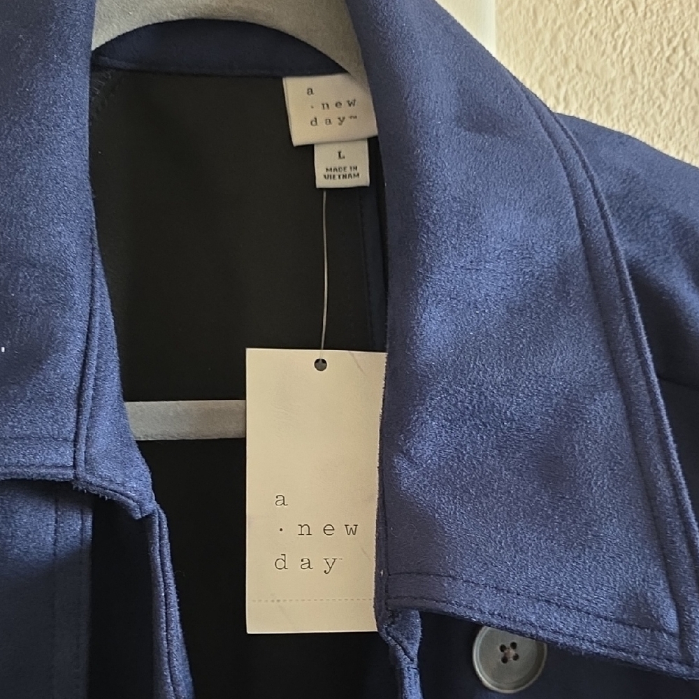 A New Day Faux Suede Trench • Navy - Picture 7 of 9